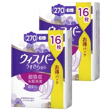 whisper 好自在 日本原裝進口 消臭超吸收成人護墊 成人尿布 270cc, 35cm, 16片, 2包
