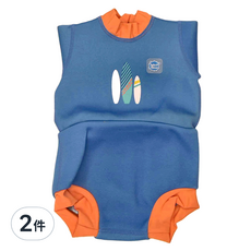 Splash About Happy Nappy Wetsuit 連身版 嬰幼兒泳衣 防漏保暖, M, 2件