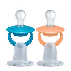 DOS in Advance 矽膠附蓋安撫奶嘴 2入組, 1組, Living Coral + Sea Breeze