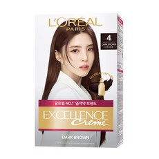 로레알파리 엑셀랑스 크림 빗캡으로 간편한 새치염색 염모제, 4호 다크 브라운, 1개