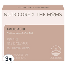 뉴트리코어 더맘스 하이퍼셀 활성형 엽산 400, 3개, 30정