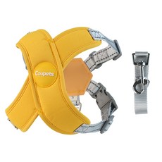 Coupets 狗狗 X型 5秒胸背帶 + 牽繩組, 黃色, 1套