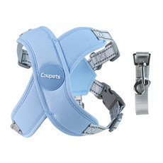 쿠펫츠 강아지 x형 5초 하네스 + 리드줄 세트, 블루, 1세트