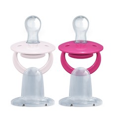 DOS in Advance 矽膠附蓋安撫奶嘴 2入組, 1組, Pink Passion+Nordic Rose