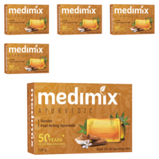 medimix 印度檀香皂 125g, 添加檀香油, 經典草本香皂, 溫和清潔不刺激, 5個