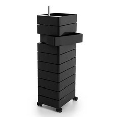 마지스 360 컨테이너 수납장 트롤리 방문설치, 블랙, 10단