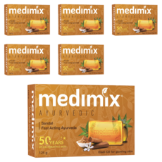 medimix 印度檀香皂 125g, 添加檀香油, 經典草本香皂, 溫和清潔不刺激, 6個