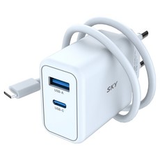 스카이 필 GaN 25W 초고속 충전기 + USB C to C 40W 충전 케이블, 블루, 1세트