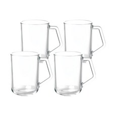 Glasslock 耐熱玻璃馬克杯, 透明, 350ml, 4個