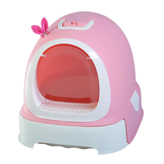 黃金貓 抽屜式上蓋便盆-粉紅色 全封閉貓砂盆 防外濺貓廁所, 1個, 52 x 42 x 40cm