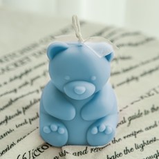 Jbloom 泰迪熊擺飾蠟燭, 265g, 1個, 熊寶寶藍色火花