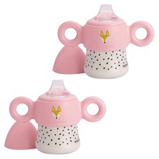 스와비넥스 헬로폭스 양손잡이 스파우트컵, 핑크, 2개, 150ml
