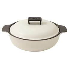 WALD 雙耳陶瓷淺湯鍋 28cm, 白色的