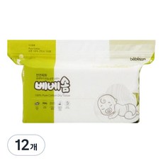 베베솜 표백 건티슈 순면 아기물티슈 리필형, 60g, 100개입, 12개