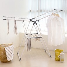 코멧 튼튼한 분체스틸 2단 건조대, 화이트 + 그레이