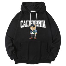 ILLUSO 男女通用柔軟刷毛加州熊連帽T恤