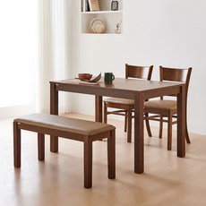 동서가구 캐빈 고무나무 원목 식탁 4인용 + 의자2p + 벤치 세트 방문설치, 카카오