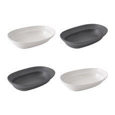 BOWLBOWL 韓國製 Bowl Bowl Origin 焗烤盤 白色 2p + 炭灰色 2p, 白色+炭灰色, 4個