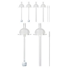 hibee Double Heart/Grosmimi/Upis適用替換奶嘴吸管 2入+簡便吸管+重力球吸管+吸管刷組 第1階段, 單色, 3組