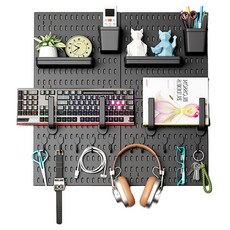 半島良品 多功能壁掛洞洞置物板組, 4組, 黑色