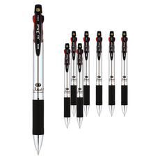 JAVAPEN Jet 3色原子筆 M 多色筆 0.7mm, 金屬銀, 8個