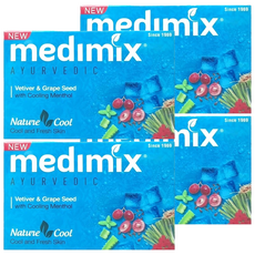medimix 台灣公司貨 印度藍寶石皇室藥草浴 美肌皂 沁涼岩蘭草, 125g, 4個