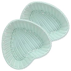 Block Mart 粉彩藤編愛心籃, 2個, 薄荷綠