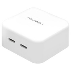 POLYWELL 寶利威爾 35W GaN 氮化鎵 PD 雙孔 USB-C 快充頭 PW15-T05-A014, 1個