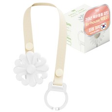 티지엠 데이지 쪽쪽이 클립 노리개 젖꼭지 치발기 흘림 방지 스트랩 홀더, 노꼭지, 화이트, 1개