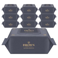 브라운 네이처 센시티브 아기물티슈 캡형, 73g, 70매, 10개