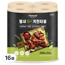 Tamsaa 純粹 無漂白 廚房紙巾, 16個, 200張