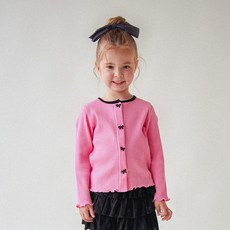 WALTONKIDS 女童款蝴蝶結鈕扣羅紋開襟衫