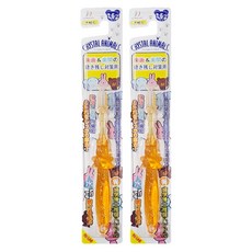 CRYSTAL ANIMALS 水晶動物離子兒童牙刷 尖端極細軟毛, 顏色隨機, 2支, 1入