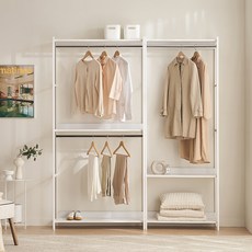 삼익가구 로우디 시스템 옷장 드레스룸 800 1단 행거형 + 1000 2단 행거형 세트 방문설치, 화이트