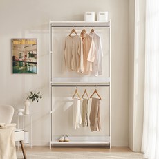 삼익가구 로우디 시스템 옷장 드레스룸 1000 2단 행거형 방문설치, 화이트