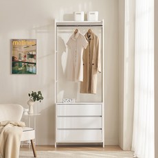 삼익가구 로우디 시스템 옷장 드레스룸 800 3단 서랍형 방문설치, 화이트