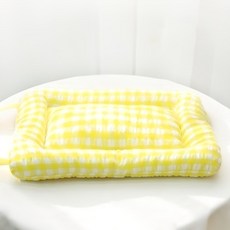 PASTEL PET 寵物手把格紋坐墊, 黃色, 1個