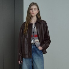 MIND BRIDGE 女款寬鬆版皮革飛行夾克 M1JP2207