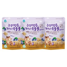 홈앤키즈 구워만든 미니 곡물롤, 블루베리맛, 80g, 3개