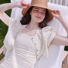 yournamehere 抓皺短版罩衫 & 連身泳裝套組, 象牙白