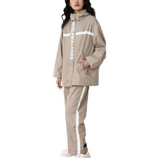 WOLF WALKERS 兩件式雨衣 XXL 時尚防水雨具套裝, 淺卡其
