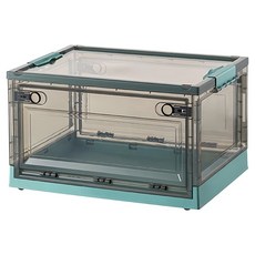 三開摺疊收納箱, 25L/35L/50L/80L/100L, 51 x 36 x 29.5cm, 萌萌綠 + 茶色, 1個