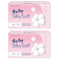 Pure Cotton 純棉美人 絲滑柔軟衛生棉, 大型, 20入, 2個