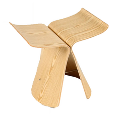 Betterfly 創意蝴蝶矮凳, 水曲柳/胡桃木 + 灣板 + 鋼架, 42cm x 30cm x 39cm, 原木色, 1個
