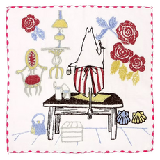 MARUSHIN 丸真 Moomin刺繡小方巾 25x25cm, 繪畫花牆, 1條