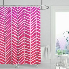 線條圖案浴簾 粉紅色 180 x 120 cm, 1個, 粉色