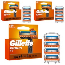 Gillette 吉列 Fusion手動刮鬍刀頭, 3組, 4入
