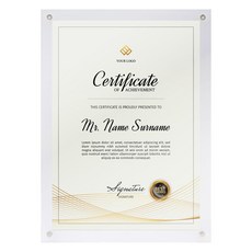 TRENY 壓克力獎狀證書相框, 多色, 1個