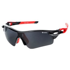 Oaklans 運動太陽眼鏡 Q320, 黑紅鏡框 + 煙灰色偏光, 1個