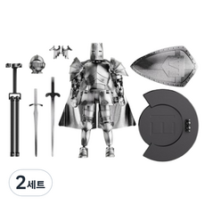 克布蘭斯 中世紀騎士 可動關節可動公仔 中世紀系列 含底座中世紀公仔套組 復古銀 13 x 16 cm, 2套